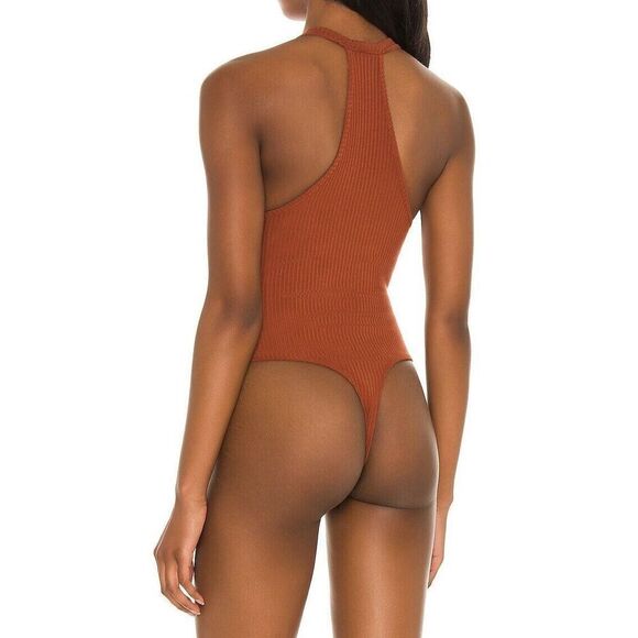 Intimately x FP Women Sz M Bronze Brown Speed Dial Ribbed Thong Bodysuit - Picture 8 of 8